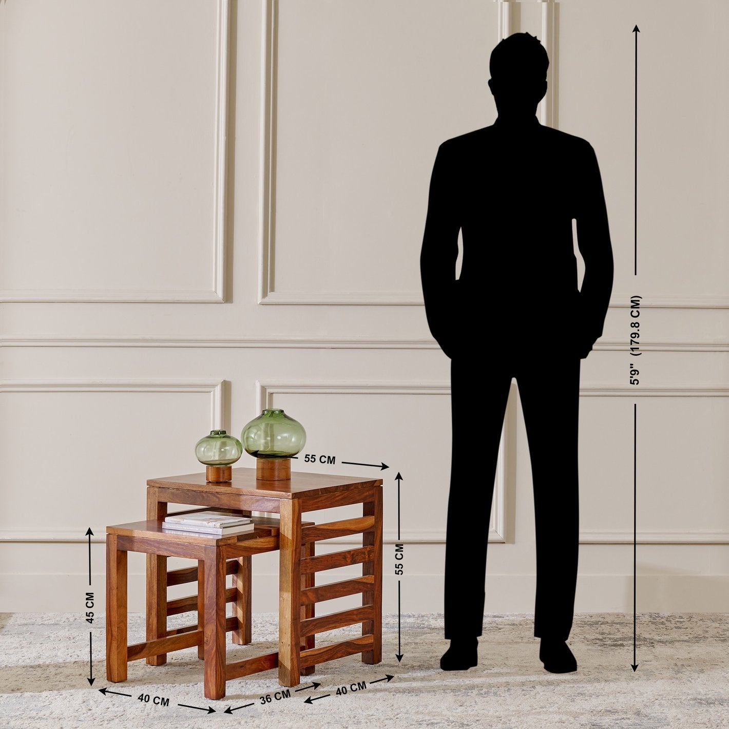 Adana Grand Sheesham Wood Nest of 2 Tables - Honey
