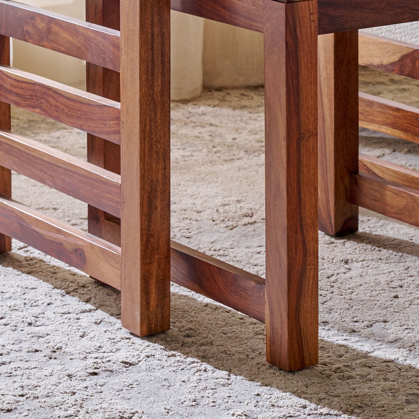 Adana Grand Sheesham Wood Nest of 2 Tables - Honey