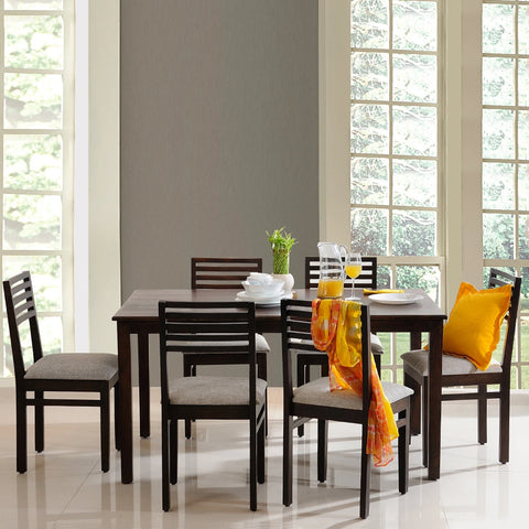 Saanjh Solid Wood 6-Seater Dining Set with Saanjh Solid Wood Dining Chairs – Default Title