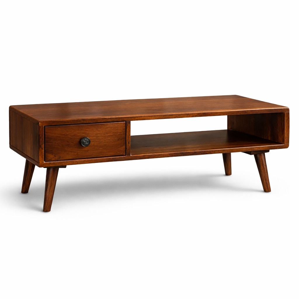 Woodlas Jodi Solid Wood Coffee Table with Drawer & Self