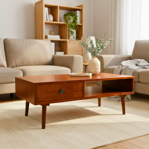 Woodlas Jodi Solid Wood Coffee Table with Drawer & Self – Default Title