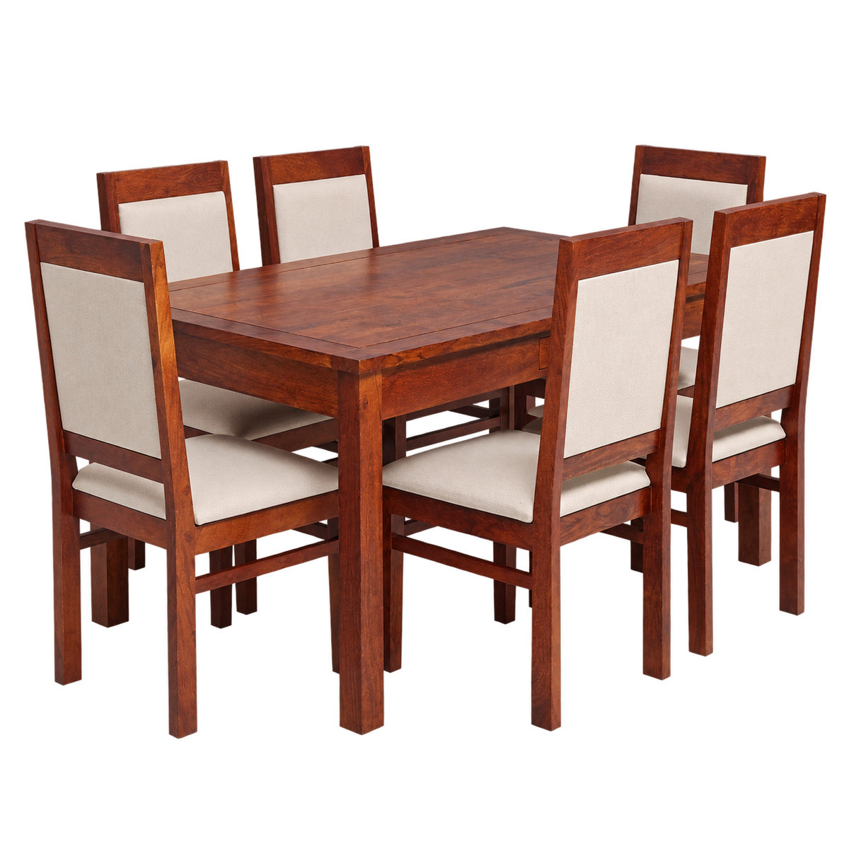 Lunora Sheesham Wood 6-Seater Dining Set with Lunora Sheesham Wood Dining Chairs