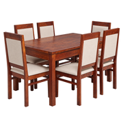 Lunora Sheesham Wood 6-Seater Dining Set with Lunora Sheesham Wood Dining Chairs