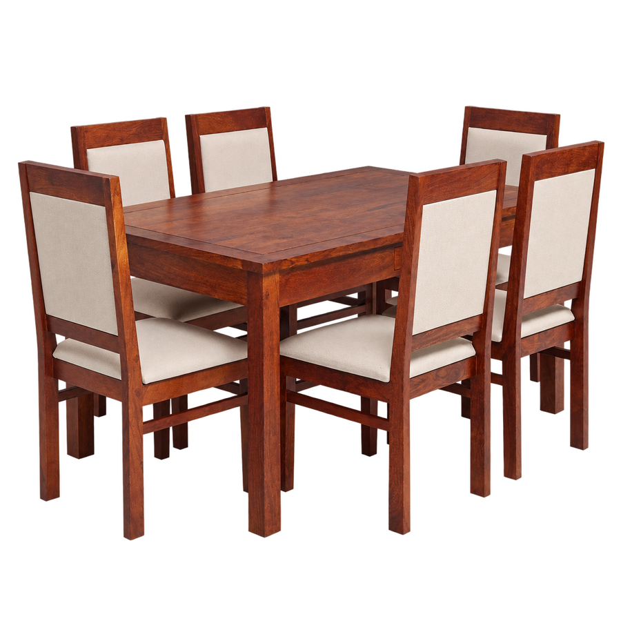 Lunora Sheesham Wood 6-Seater Dining Set with Lunora Sheesham Wood Dining Chairs