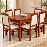 Lunora Sheesham Wood 6-Seater Dining Set with Lunora Sheesham Wood Dining Chairs