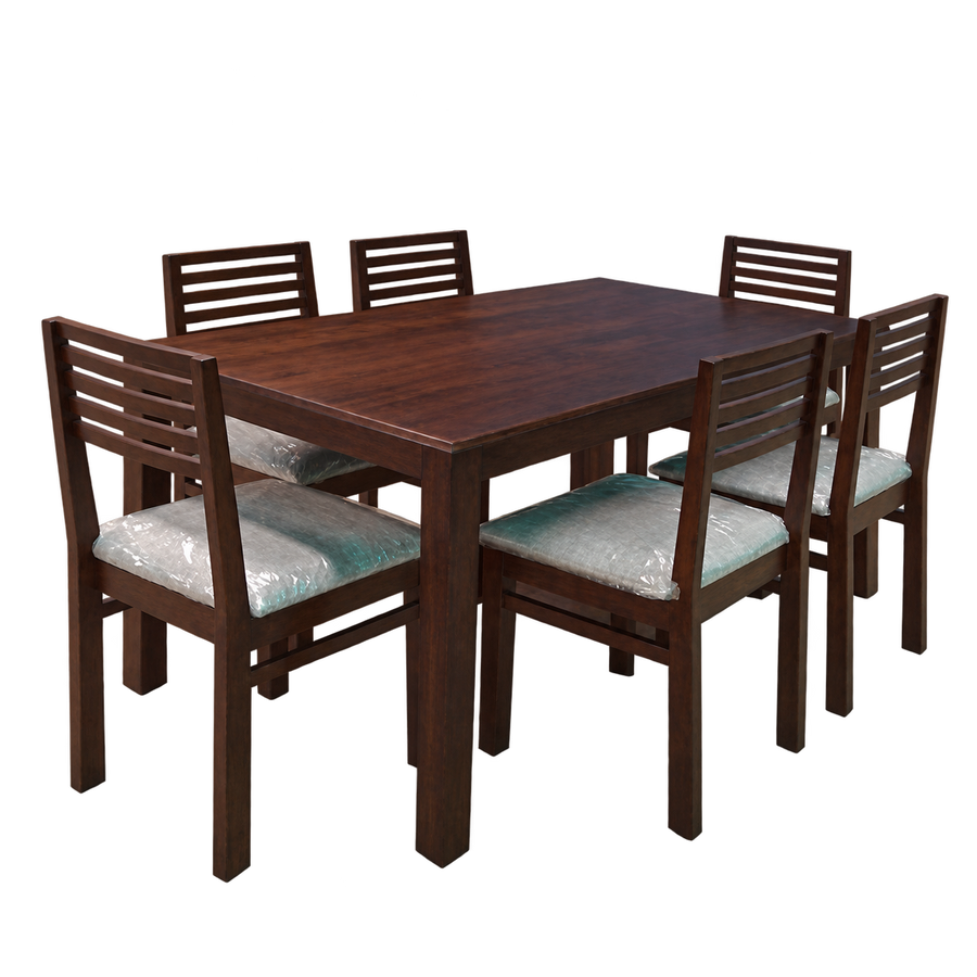 Saanjh Solid Wood 6-Seater Dining Set with Saanjh Solid Wood Dining Chairs