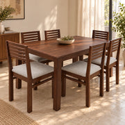 Saanjh Solid Wood 6-Seater Dining Set with Saanjh Solid Wood Dining Chairs