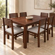 Saanjh Solid Wood 6-Seater Dining Set with Saanjh Solid Wood Dining Chairs