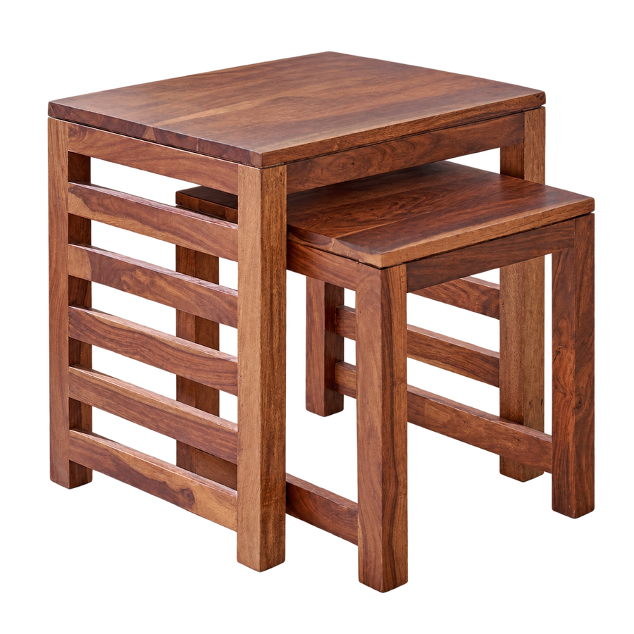 Adana Grand Sheesham Wood Nest of 2 Tables - Honey
