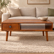 Woodlas Jodi Solid Wood Coffee Table with Drawer & Self