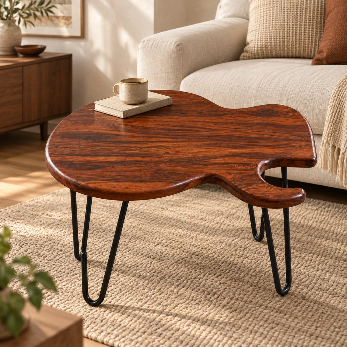 Unique Guitar Shape Coffee Table